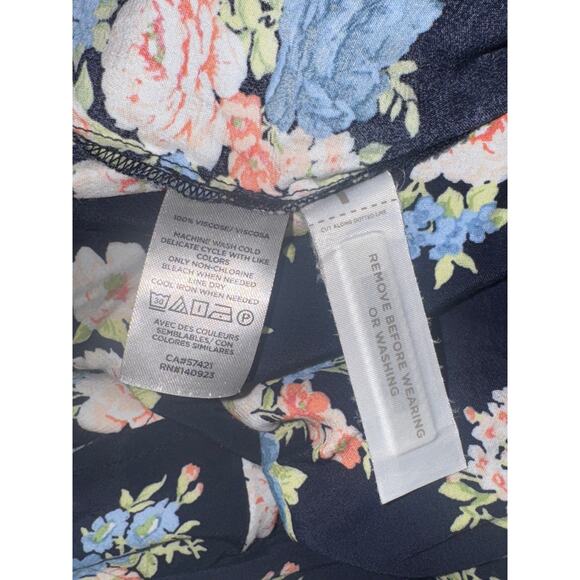 Ann Taylor Loft Floral Flutter V-Neck Pocket Short Dress Womens 2 Petite Blue - Picture 8 of 9